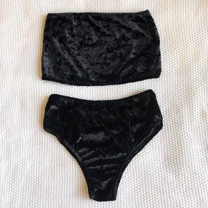 Black Crushed Velvet Lounge Set